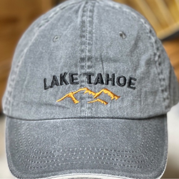 Youth Lake Tahoe Embroidered Mile High Mountains Dad Cap Grey Unisex Kid’s OS - Picture 2 of 9